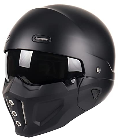Woljay Open Face Full face Helmet Motorcycle Modular Helmets for Unisex-Adult Street Bike Cruiser Scooter DOT Approved (Matte Black, Medium)