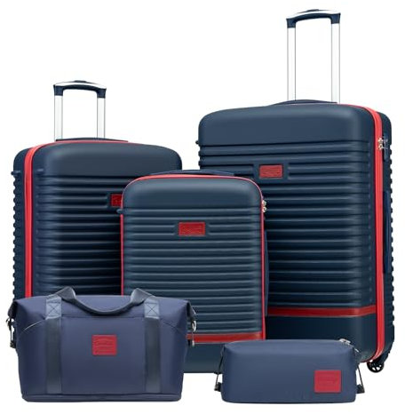COOLIFE Koffer Trolley Koffer Reisekoffer von ABS Hartschalen Trolley 4 Rollen TSA-Schloss Der Koffer Enthält 1 Reisetasche und 1 Kulturbeutel