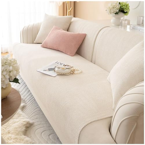 Axroad Mall Sofa-Schonbezug für 1/2/3/4-Sitzer, universal, rutschfest, L-Form, Couchbezug, Mais-Fleece-Stoff, Möbelschutz, Sofabezug für Wohnzimmer (Beige, 70 x 150 cm)