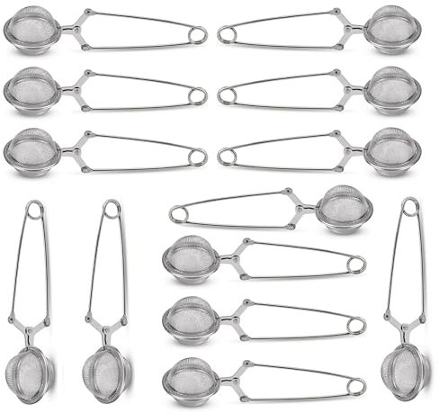 13 pinzas de té de acero inoxidable, juego de 13 pinzas de té para hojas sueltas, infusor de té, filtro de té, colador de té, duradero y versátil, colador de tazas, para especias