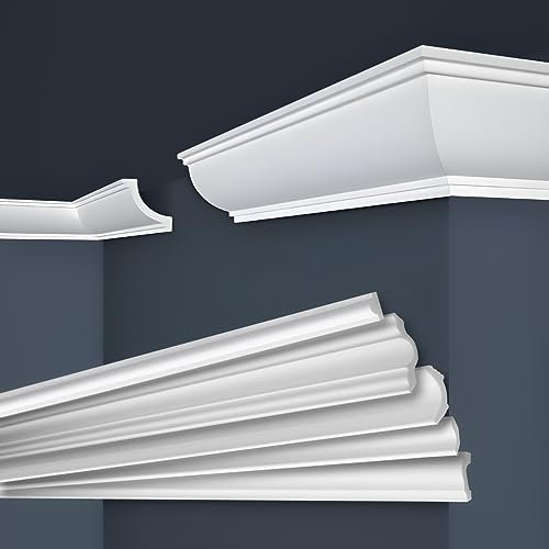 MARBET DESIGN - Modanature in polistirene XPS, colore bianco, da soffitto (40 m / 20 listelli, E-36)