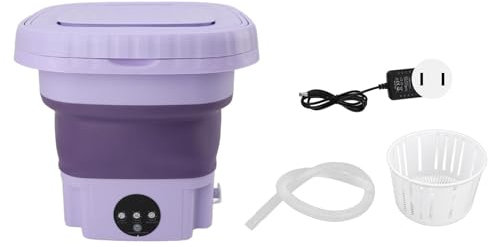 banapoy Machine à Laver Portable Pliable, Mini Lave-seau Automatique de 11 L avec Tuyau de Drainage, Lave-linge de Voyage pour Voyage, Camping car, Camping, Appartements (Prise UE)