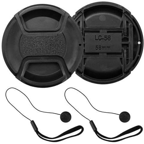 Lot de 2 cache-objectifs 58 mm pour Canon EF-S 18–55 mm f/3.5–5.6 is II/STM/f/4-5.6 is STM pour EOS Rebel 4000D 2000D 1300D 1200dD 800D 760D 750D 250D 200D, EOS 90D 80D 77. D 70D 5D Mark IV HUIPUXIANG