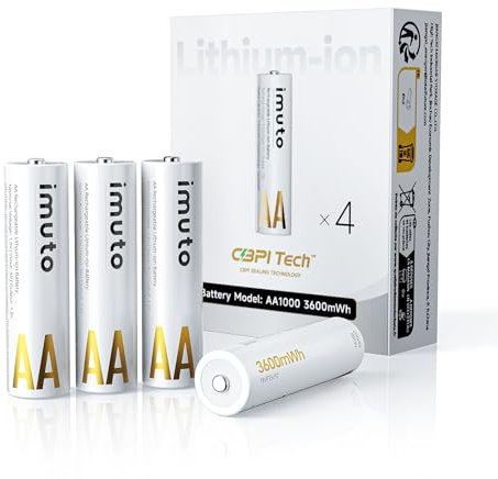 imuto 4 batterie AA ricaricabili al litio 1,5 V (3600-IMU4AA)