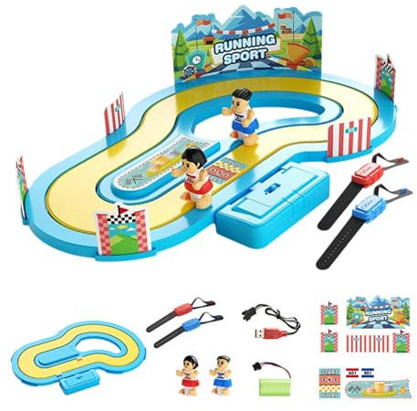 Duvcoywae Jeu De Table Course À Pied - Jeu Interactif pour Deux Joueurs | Circuit De Course sans Fil Détection Mouvement,pour Jeunes Garçons Filles École Maison Appartement