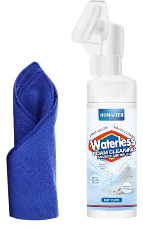 HOMAITER Kit di pulizia per scarpe da ginnastica in schiuma senza acqua, 150 ml, per pulire scarpe bianche, camoscio, stivali, tela, PU, tessuto, ecc. Kit di pulizia ecologico per scarpe da ginnastica