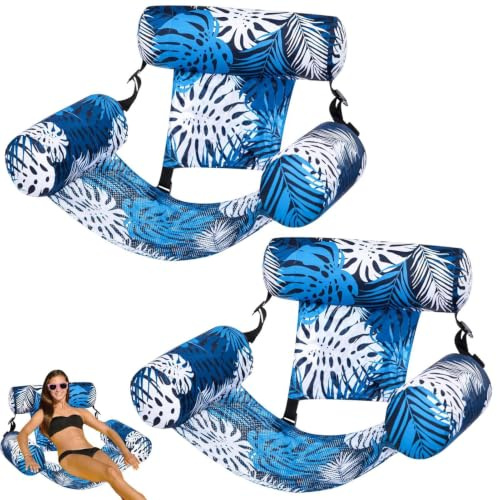 2X Bouée Piscine Matelas Gonflable Géant – 4 en 1 Hamac De Piscine pour Adultes Et Enfantses, Fauteuil Flottant avec Dossiers Confort, Idéal pour Été, Plage Et Vacances, 76x40,5x61cm