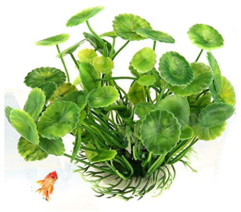 VOANZO Förpackning med 5 konstgjorda akvarieväxter, liten storlek akvarium dekorationer heminredning plast (grön)