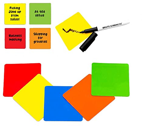 Tarjetas magnéticas para Pizarra con Marcador – 75 Piezas – Combinación – 5 Colores - 7,5 x 7,5cm – Notas Adhesivas Post it re escribibles para Pizarra Magnética y Refrigerador