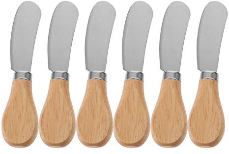 Angoily 6 Unidades Cuchillo Escurridor de Mantequilla Cuchillo Escurridor de Queso de Acero Inoxidable con Mango de Madera para Mantequilla Fría para Uso en Cocina
