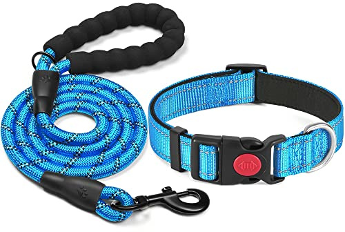 haapaw Reflekterande hundhalsband vadderat med mjuk neopren andningsbar justerbar hundhalsband i nylon för små medelstora hundar