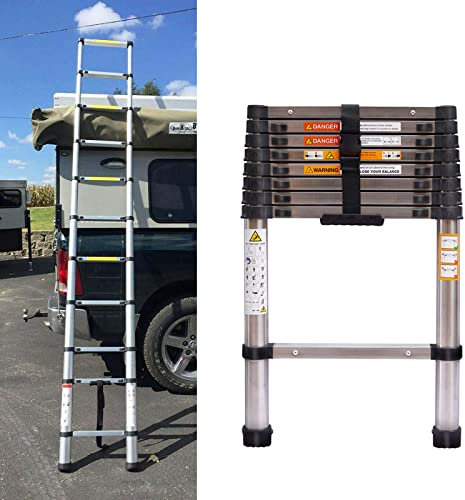 Échelle télescopique en Acier Inoxydable de 2,6 m - Escabeau Telescopique Pliable - Antidérapante - Échelle Extensible Multifonction - Charge maximale : 150 kg