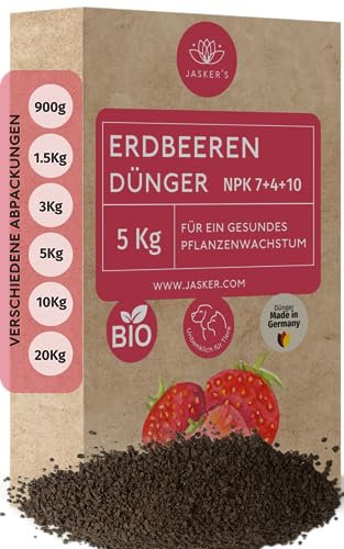 Bio Erdbeerdünger Langzeit 5 Kg - 100% Bio-Dünger mit viel Kalium für leckere Beeren - Organischer Bio Beerendünger & Erdbeer Dünger mit Vinasse - Erdbeeren Dünger für Gewächshaus & Freiland