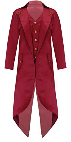 Loyan Kids Boys Renaissance Medieval Tailcoat Halloween Cosplay Costume Steampunk Vintage Victorian Jacket Frock Coat Red 6 Years