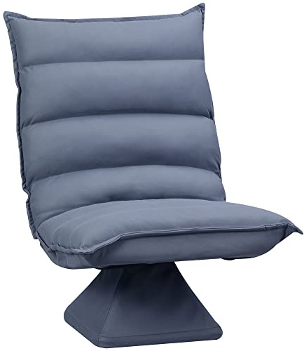 HOMCOM poltrona girevole a 360° con schienale reclinabile, design imbottito - rivestita in tessuto microfibra grigio