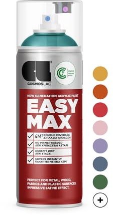 COSMOS LAC Sprayfärg matt med hög täckning – sprayburkar gör-det-själv lack – sprayfärg akrylspray – färg sprejburk lackspray (RAL 3004 turkosblå, matt)