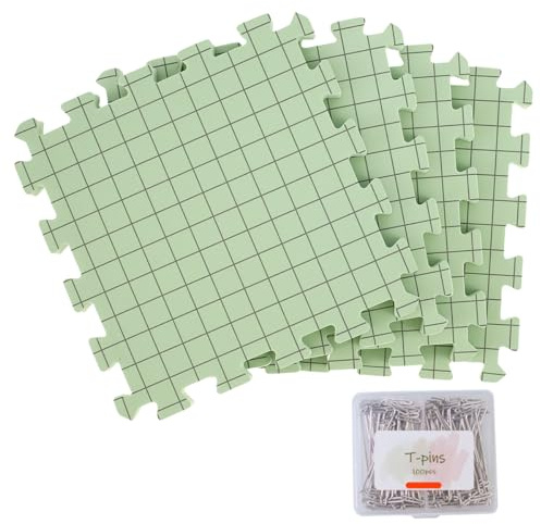 Foribyw 4Pcs Extra Thick Blocking Mats for Knitting and Crochet Projects, Crochet Blocking Board Set with Gridlines and 100 T-Pins,12x12 inches Blocking Board for Crochet and Knitting