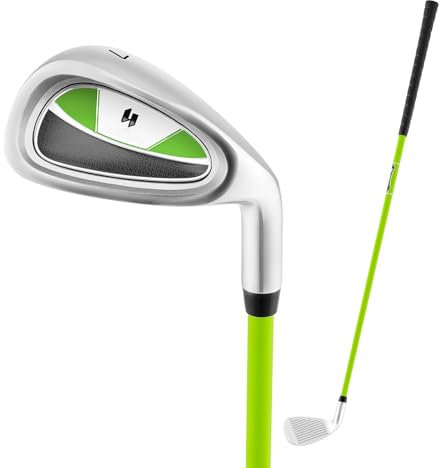 COSTWAY Junior Practice Golf Club, 8-10 Years Children Golf Putters Right Hand with Fiberglass Shaft & Headcover, Individual Golf Driver for Boys and Girls (Green, #7 Iron)