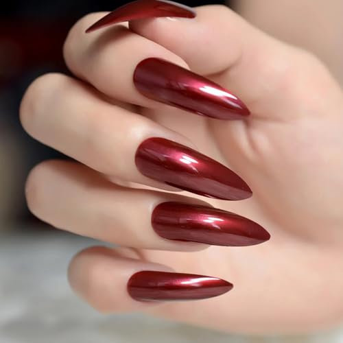 Red Metallic Gel Nail Polish, Quick Dry Nail Varnish, Gold and Mirror Chrome Effect Nail Polish for Women, Long Lasting and Glossy Nail Polish for Nail Art and Manicure