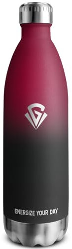 Gourde Isotherme 1L, Gourde Inox Réutilisable, Bouteille sans BPA, Anti Fuite, Bouteille Isotherme en Acier Inoxydable Double Paroi, Gourde Métal pour Enfant, Bureau, Sport, Yoga, École, Outdoor