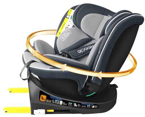 Reecle I-Size 360 Swivel Baby Car Seat, 40-150cm (0-12 Years), Compatible with ISOFIX (Grey)