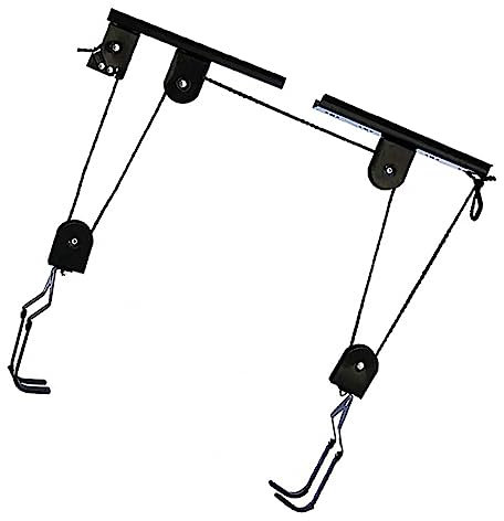 HANABASS 1 Ensemble Support de Rangement de Vélo Au Plafond de Suspension avec Mécanisme de Verrouillage pour Garage Convient à Types de Vélos
