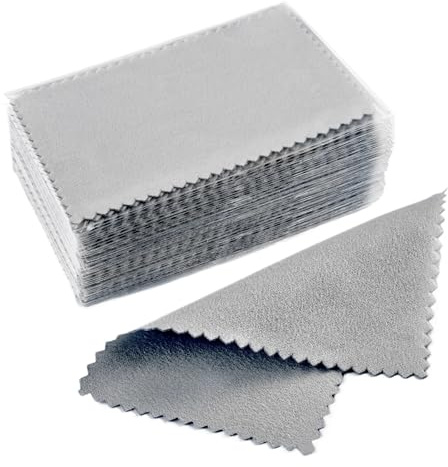 Chiffons de Nettoyage pour Bijoux Chiffon de polissage for argent, nettoyage bijoux, Anti-ternissement, chiffon d'essuyage doux réutilisable for garder les brillants, outils(10x6.5 Gray 50Pcs)
