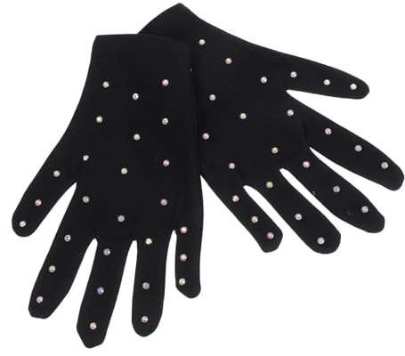 BESTYASH Figure Skating Gloves for Women Breathable Elastic Performance Gloves with Rhinestone Decoration for Ice Skating Shows and Dance Stage