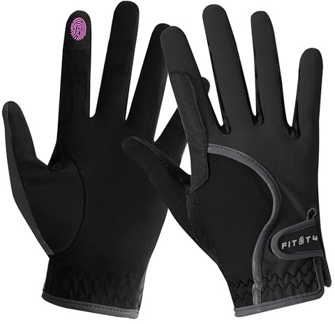 FitsT4 Sports Kids Horse Riding Gloves Girls Boys Equestrian Horseback Riding Gloves Mesh for Youth Children Touchscreen Black S