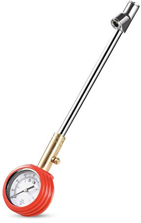 CZC AUTO Accurate Mechanical Tire Pressure Gauge, Straight on Foot Dual Head Truck Air Gage, Heavy Duty Dually Chucks 2 Large Dial Wheel Service Checker for Bus Car Motorcycle Bike, 0-160PSI 0-11bar