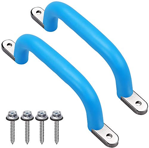 BeneLabel 2-pack klättringshandtag, 18 cm lekstuga handgrepp solid klättringsram grepp för gungset/lekset/lekstuga/lekpark/inomhus utomhus apstänger/trädhus/bänksängtillbehör, blå