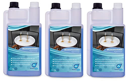KaiserRein Milchschaum-Reiniger Konzentrat 3x1L Flüssig-Reiniger für Milchaufschäumer bis zu 66 Anwendungen pro l Flüssig Reiniger für Milchsystem & Milchleitung Milchreinigungsmittel