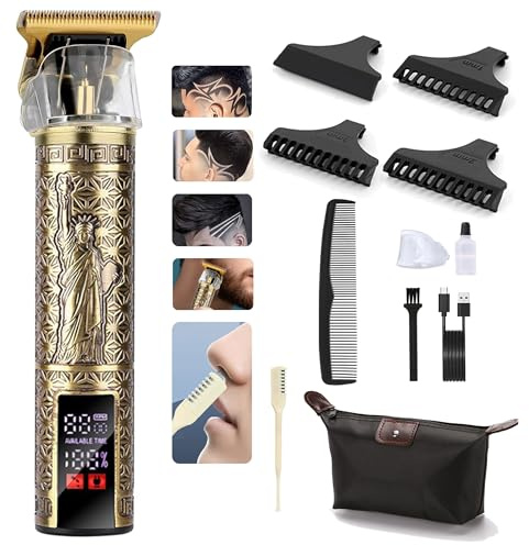 Cordless Hair Clipper & Beard Trimmer for Men with LCD Display Rechargeable USB-C Barber Trimmer Kit 4 Adjustable Guards 150min Runtime Precision Mustache & Hair Trimmer Gift for Dad