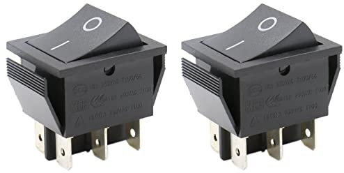 Heschen Ein-Aus-Kippschalter, DPDT, 6 Endpunkte, 16 A 250 VAC, Schwarz, 2 Stück