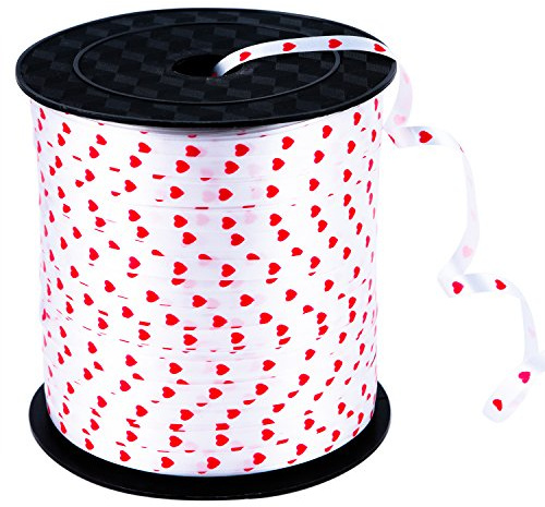 Coobey 300 Yards Curling Ribbon Heart Balloon Ribbons Roll Crimps Ribbon for Valentine's Day Party Festival, Balloon Gift Wrapping, Art Craft, 5mm (White)