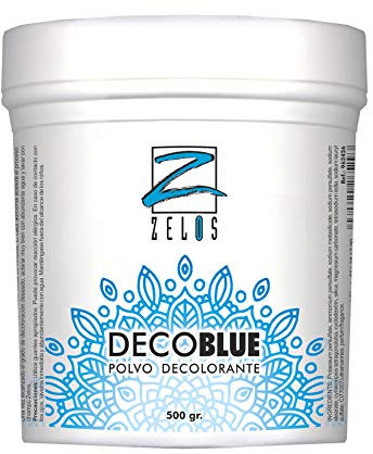 Polvo Decolorante Azul - 500gr - Cabellos Grises y Blancos - Decoloración de Uso Profesional - Suave Aroma a Polvo de Talco - ZELOS DECOBLUE