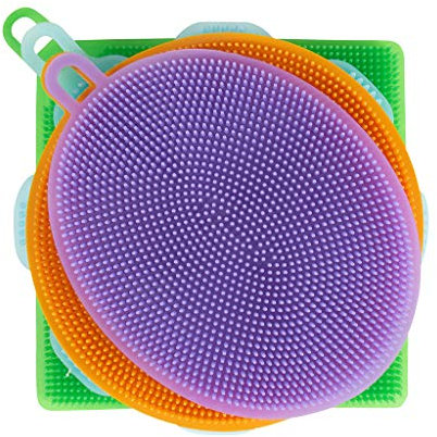 Silikon Schwamm 3er Set | Spülschwamm waschbar 3 Farben | Kitchen Sponge Silikon 3 St. | Spülschwamm silikon | Silikonschwamm Küche (4tlg Silikon Schwamm Set)