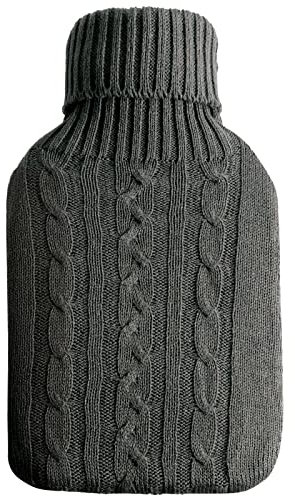 Bakecat Hot Water Bottle Cover Only, Knitted Cover (Cover Only), Grey