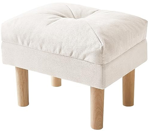 YMYNY Foot Stool, Ottoman Small, Chair with Sponge Padded Seat, Footrest, Shoes Changing Wooden Stool for Living Room, Bedroom, Entryway, 40×29×32CM, Beige HBD023M