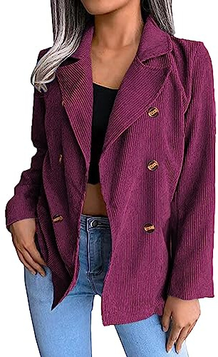L9WEI Chaqueta elegante de cordón para mujer, chaqueta reversible de negocios estilo retro, con botones, para oficina, vintage, chaqueta cálida de otoño, saco de oficina (X01-RD2, XL)