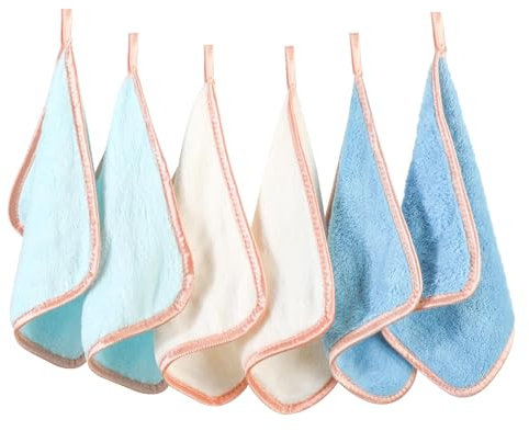 PHOGARY Microfaser Abschminktücher Waschbar für Schonende Gesichtsreinigung, 6 Stück Quadrat Mikrofaser Waschlappen Gesicht Gesichtstücher Mini Handtücher Makeup Entferner Tuch (20x20cm, Blau)