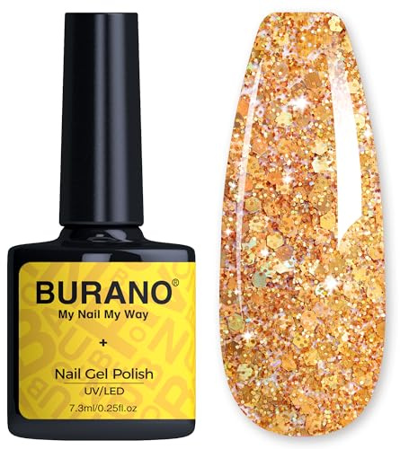 BURANO Glitter Gel Nagellack, UV-Nagellack Glitzer Nagelgel Shimmer Holographic Effect Einweichen von Gel Härtung erforderlich, kein Chip Gel Polish (LP40)