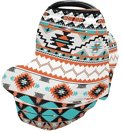 Nursing Cover Breastfeeding Scarf Aztec Design Baby Car Seat Covers Soft Breathable Infant Carseat Canopy Stroller Cover for Boys Girls