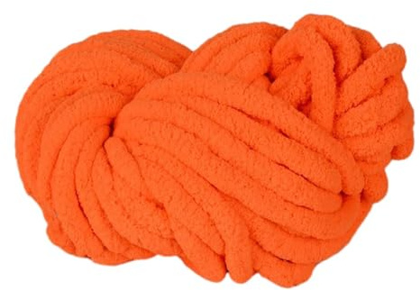 Harayaa Chunky Chenille Yarn - 250g Soft Acrylic Bulky Crochet Yarn, Giant Fluffy Orange Washable for Hats, Bags, Blankets, Pillow & Scarves