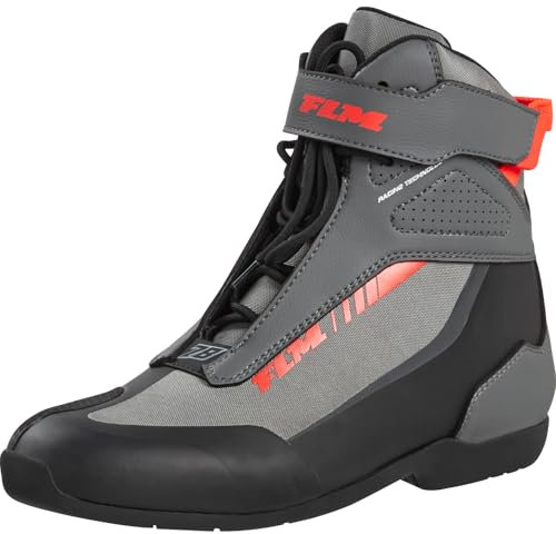 FLM Traction Motorradschnürstiefel Kurz – Atmungsaktiv – Knöchelpolsterung – Reflektoren – Ganzjährig – Schwarz