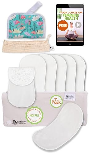 Erstklassig Slipeinlagen waschbar OHNE Flügel mit rutschfester Druck, bio Baumwolle (Größe S, 7er-Pack); dünne hochtemperatur-waschbare Slipeinlagen Damen; 100% Atmungsaktiv für täglichen Ausfluss