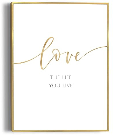 REINDERS Gerahmtes Bild, Life is Love, Schlafzimmer, Poster, Wanddeko, Room Decor, MDF, Gold, 40 x 30