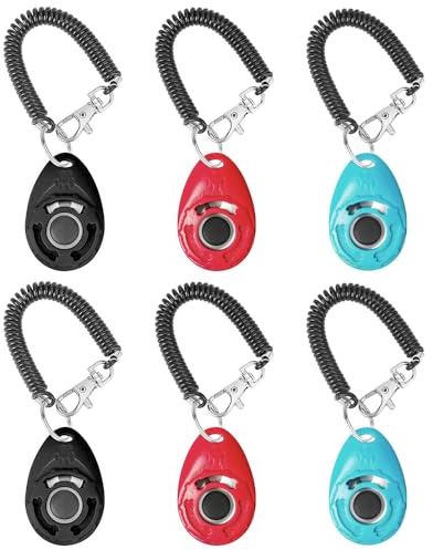 Ieron Professional 6PCS Dog Clicker Set - Clicker da addestramento per Cani, Gatti, Cavalli - Fascia a Spirale Inclusa
