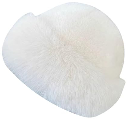 kowaku Bonnet en Fourrure pour Femme, Chapeau Cosaque Russe pour Femme, Fausse Fourrure Bonnet de Ski Doux en pour l'hiver, Super Epais et Chaud pour Ski Snowboard, Tête de 56 à 58 cm, Blanc