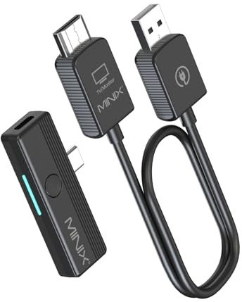 MINIX C1 Plus Wireless HDMI Transmitter and Receiver, Portable HDMI Wireless Extender with 2.4G/5GHz Connection, Plug & Play for iPhone15+/Laptop/PC/TV/Box/Projector,164FT/50M
